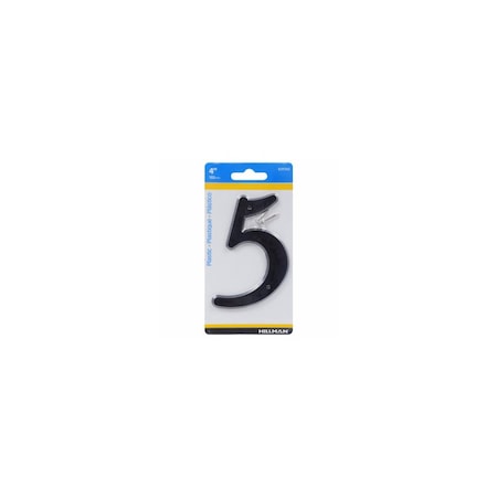 Hillman House Address Number 5, Nail-On, Black Plastic, 4 In. 839760