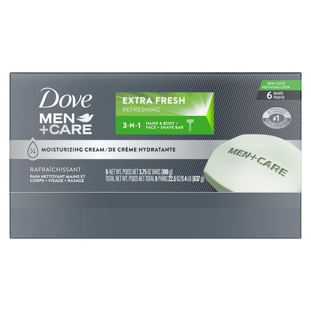 Dove Men+Care Extra Fresh 3 in 1 Body Face and Shaving Cleanser Bar, 22.5 Ounce, 12PK 67544458