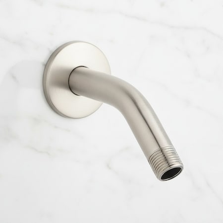 Supplygiant Shower Arm, Flange 6 in Stainless Steel Wall Mounted Shower Head Arm, Brushed Nickel Plated Finish 74-TB8G-O