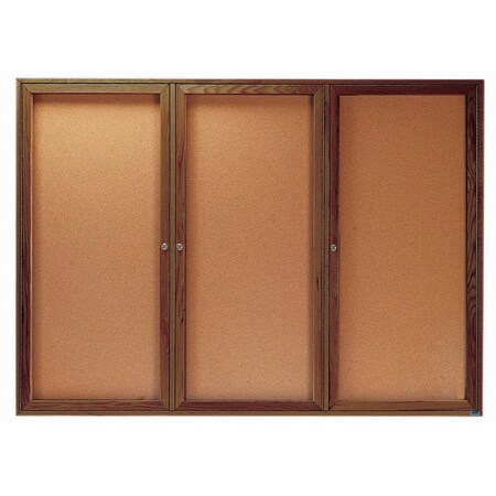 Aarco Enclosed Bulletin Board Red Oak Frame Walnut Stained, 48''Hx72''W WBC4872-3R