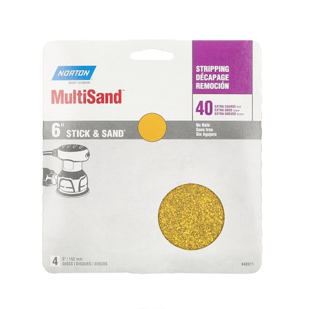 Norton Co Sanding Disc 6In 40Grit 4Pk 48911