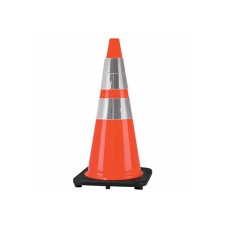 Cortina Safety Products DW Series Traffic Cone, 28 in H, 7 lb PVC, Orange/Black Base, Reflective Collar 831-03-500-10