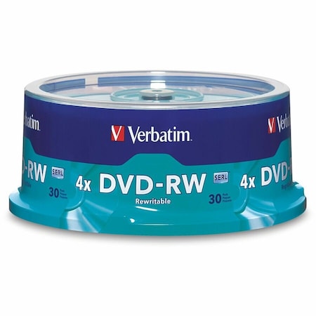 Verbatim DVD-RW 4.7GB 4X BRANDED SURFACE 30PK SPINDLE, 30PK 95179
