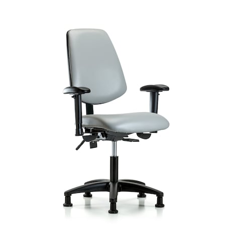 Blue Ridge Ergonomics Desk Chair Adjustable Arms, 18" to 23" Height, Vinyl, Dove BR-VDHCH-MB-RG-T1-A1-RG-8567