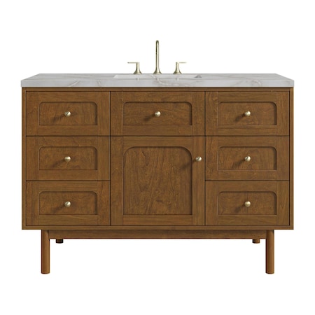 James Martin Vanities Laurent 48" Sgl Vanity, Honey Oak w/3 CM Victorian Silver Silestone Top w/FreePower Wireless Charger 545-V48-HNO-FVSL