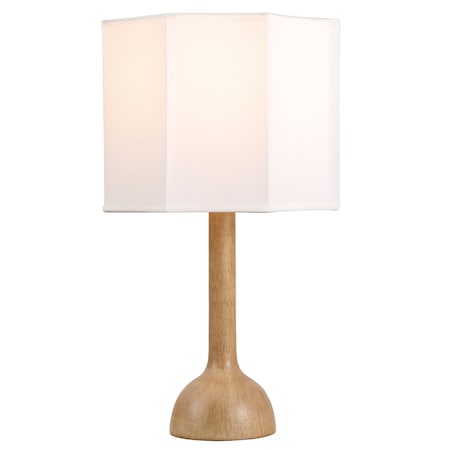 Jonathan Y Lisbet 21" Mid-Century Modern Tubular Gourd Resin LED Table Lamp w/Octagonal Shade, Light Brown Wood JYL1160C