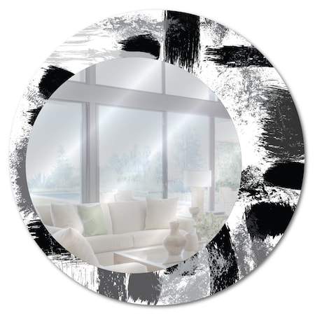 Se-Kure Luxe Black Swash Framed Round Deco Mirror 31in ZBBR31