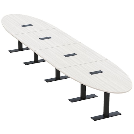 Skutchi Designs 18ft Conference Table With Power Unit | 16 Person Modular Oval Meeting Table | Harmony Series HAR-OVL-48X216-T.BK-WA7976-EBLK