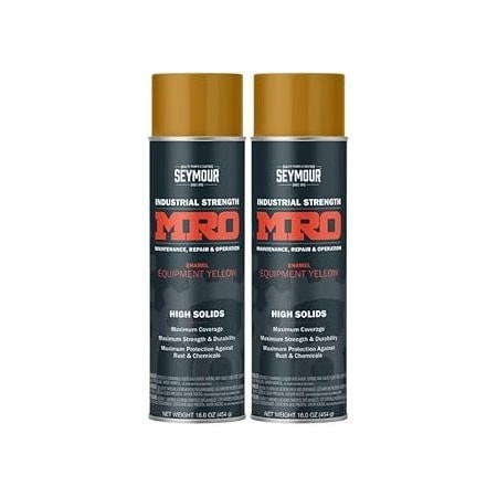 Seymour Midwest MRO Industrial High-Solids Spray Paint, New Equipment Yellow, 16 oz, 2PK 6201443-2