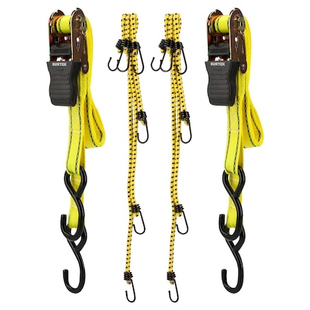 Surtek Ratchet Tie Down And Strecth Cord Set, 8 Piece 151144