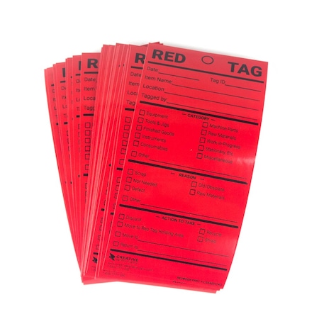 Creative Safety Supply 5S Adhesive Red Tags, 25PK CSSADHTAG