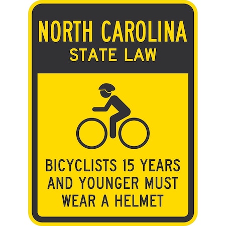 Lyle Bicyclists 15 Years And Younger Must Wear A Helmet (Cyc, 18x24, High Intensity Prismatic, Yellow G-10786-HI_18x24