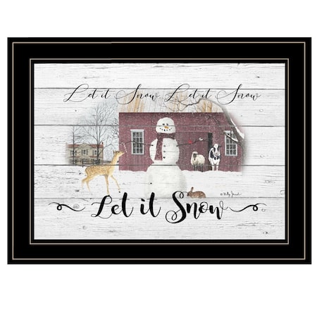 Homeroots Let It Snow 3 Black Framed Print Wall Art 406703