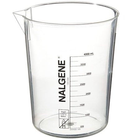 Nalgene Beaker, Plastic, Colorless, PK4 1203-4000