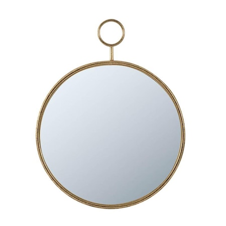 Homeroots 28" Gold Round Iron Framed Accent Mirror 485009