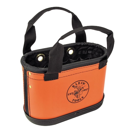 Klein Tools Bucket Bag, Orange, Plastic Exterior, Denier Polyester Interior, Polypropylene Bottom, 15 Pockets 5144HBS