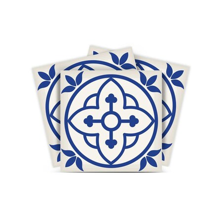 Homeroots 6" X 6" Tulipa Blue and White Peel and Stick Removable Tiles 399847