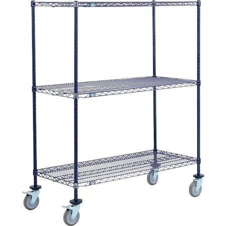 Global Industrial Nexel 3 Shelf Truck, Nexelon, 72"W x 24"D x 69"H, Polyurethane Swivel Casters, 2 Brake B3158031