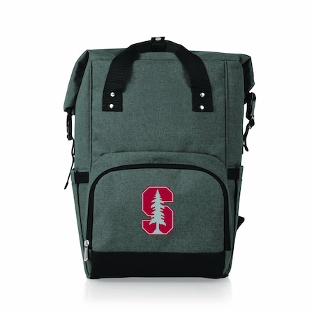 Picnic Time Family Of Brands NCAA Stanford Cardinal On The Go Roll-Top Backpack CoolerHeathered Gray 616-00-105-536-0