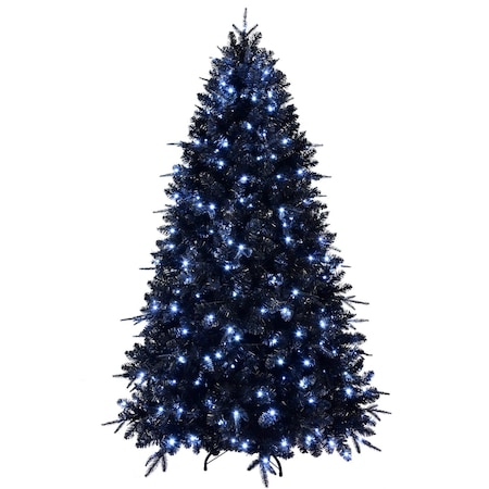 Homeroots 7' Black Pre Lit Full Spruce Christmas Tree 696948