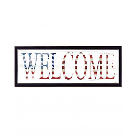 Homeroots Patriotic Welcome Sign Black Framed Print Wall Art 407594
