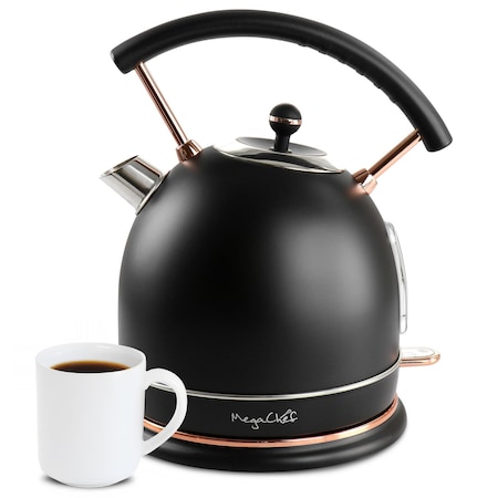 Megachef 1.9 Quart Half Circle Electric Tea Kettle in Matte Black MG-KTL1950B