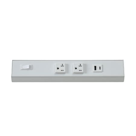 Westgate 12in ANGLED 2-RECEPTACLE 1 USB 20A POWER STRIP WHT PSA-12-2R-1U-WH