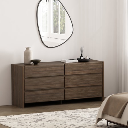 Manhattan Comfort Linda 72in Dresser in Walnut Brown (6-Drawer) DR011-BR