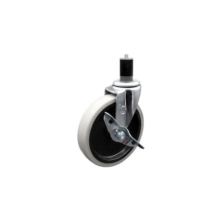 Service Caster 5 Inch Thermoplastic Rubber Wheel 1-3/5 Inch Expanding Stem Caster with Brake SCC-EX05S510-TPRS-SLB-134