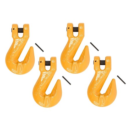 Mytee Products 3/8in Grade 80 Clevis Cradle Grab Hooks w/ Pins, 7100 lbs WLL, 4PK GH38-G80x4