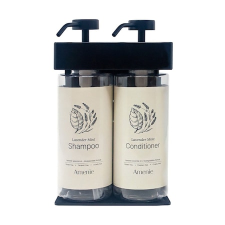 Amenie Lavender Mint SOLera Oval 2 Chamber Refillable Dispenser, Black 39288-O3-C-LAVM