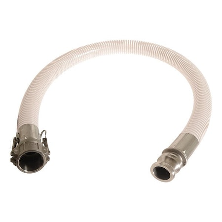 Continental 1-1/4"X10' CLR/WHT 120# PVC FOOD SS C+E NFW125-10CE