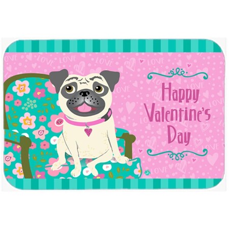 Carolines Treasures Happy Valentines Day Pug Glass Large Cutting Board VHA3002LCB