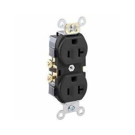 Leviton Straight Blade Receptacle, 5-20R, 20 A, 125V AC, 2 Pole, 3 Wire, Flush Mount, Self-Grounded CR20-E