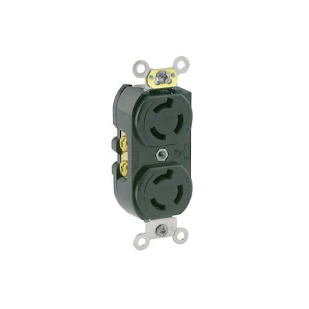 Leviton LockingReceptacle, 15A, 1-1/2hp, 250VAC, Blk 4550