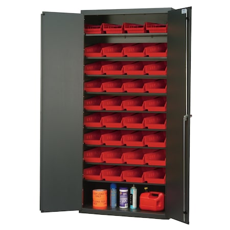 Quantum Storage Systems BEIGE SPECIALTY CABINET W/36 RED BINS QPR-BG-107RD