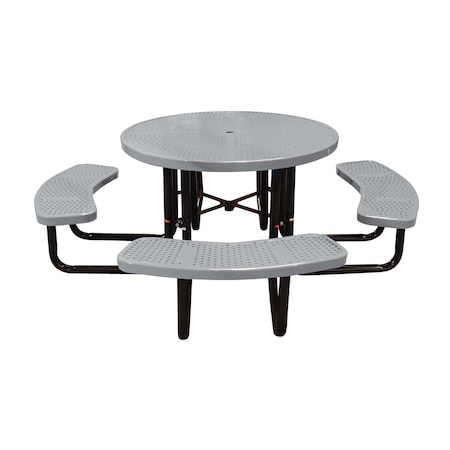Leisure Craft 46" Round Picnic Table, Perforated Metal, Portable, Gray T46ROP-PERF-GRAY