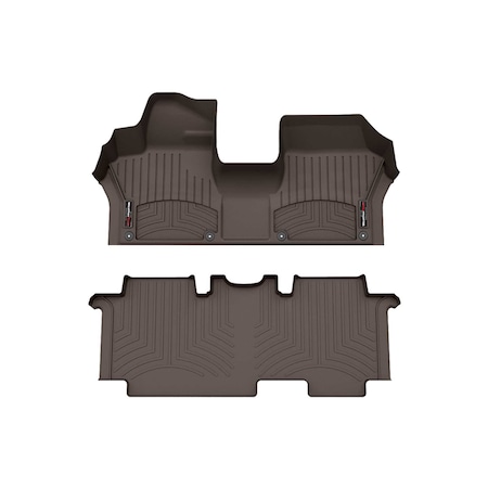 Weathertech Cocoa, Front and Rear Floorliners  Over The Hump 471824-1-2