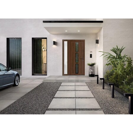 Vdomdoors Front Exterior Prehung Metal-Plastic Door, Manux 8112 Walnut, Side Sidelite Transom, Office Commerc MANUX8112EXD-WLN-W36+12xH80-LH