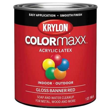 Krylon Paint, Gloss, Banner Red, 32 oz, 100 sq-ft Coverage Area K05616007