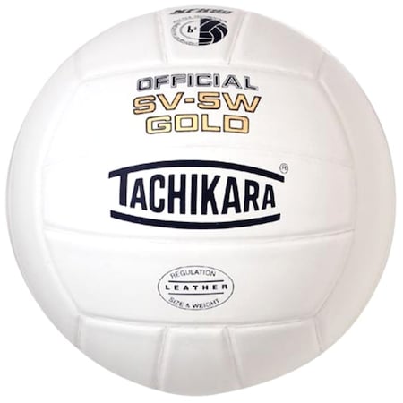 Tachikara SV5W-GOLD.NFHS Gold Competition Premium Leather Volleyball - White SV5W-GOLD.NFHS