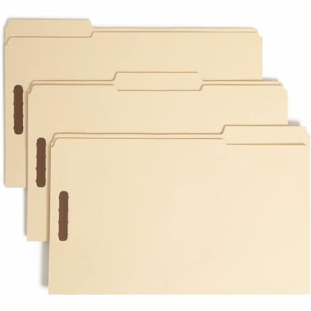 Smead TOP TAB 2-FASTENER FOLDERS, 1/3-CUT TABS, LEGAL SIZE, 11 PT. MANILA, 50PK 19547