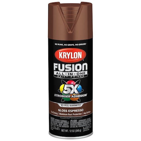 Fusion All-In-One 12 Oz Krylon Espresso Paint & Primer Spray Paint, Gloss K02707007