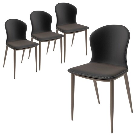 Leisuremod Mosaic Collection Modern Dining Chair in Charcoal Fabric, 4PK MC44CH4