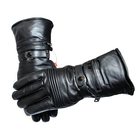 Shelter Perrini Motorcycle Winter Gloves Lined with Pockets, Leather - Medium 1005-M
