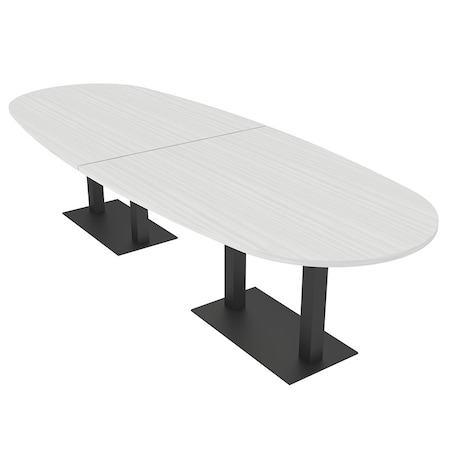 Skutchi Designs Boval Conference Table With Power Unit, 48 in W, 144 in L, White HAR-BOVL-48X144-DOU.BK-WA7976-NA