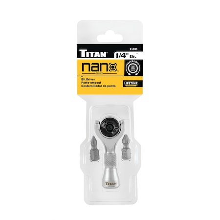 Titan 1/4 In. Drive Nano Ratcheting Swivel Bit Driver 11331