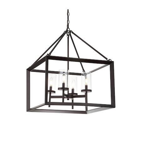 Jonathan Y Anna 21" 4-light Metal/Glass LED Pendant, Oil Rubbed Bronze JYL7413A