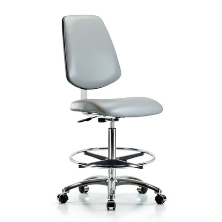 Blue Ridge Ergonomics Clean Room Chair 26" to 35-1/2" Height, Vinyl, Dove BR-CLR-VHBCH-MB-CR-CF-CC-8567