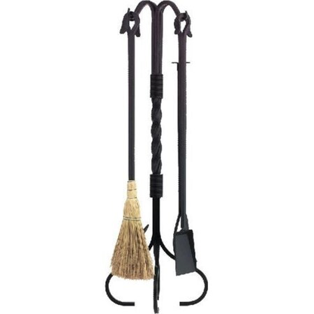 Dagan Wrought Iron Fireplace Tool Set, Black - 5 Piece 5836